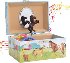 Musical Jewellery Box with Spinning Horse, Plays Home on the Range Tune - Deligh