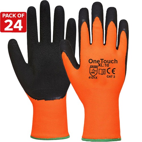 Orange vis work gloves - orange, hi