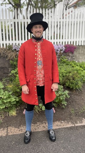 Mens colonial red wool frock - wool,