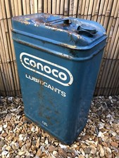 Large Vintage Blue Conoco Lubricants 25L 20W/50 Engine Oil Drum Square Container