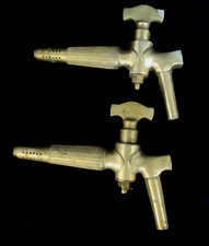 Breweriana Antique Pair of Brass WP Beer Barrel Taps Spigots Keg, Nice Patina