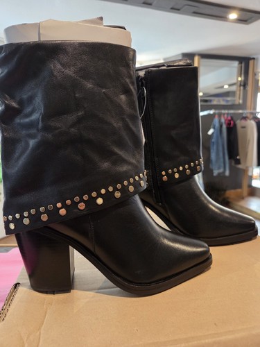 Black studded ankle boot size - black,