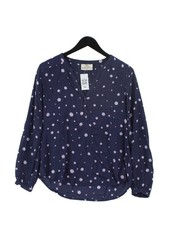 Pyrus Women's Blouse S Blue Polkadot 100% Viscose Long Sleeve V-Neck Basic