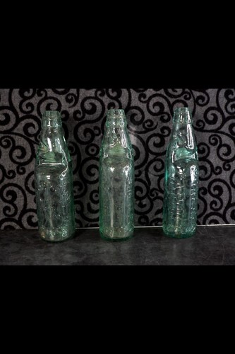 Antique green glass codd - x,