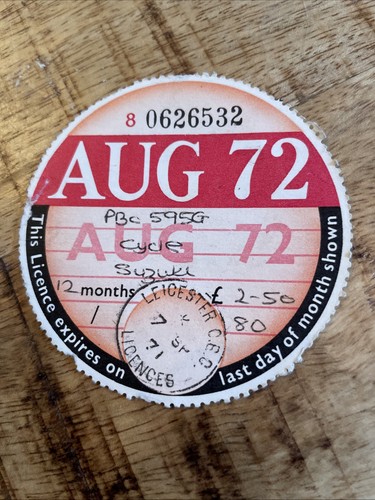 Vintage old tax disc august - vintage,