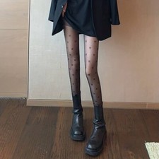 Bow Print black Tights