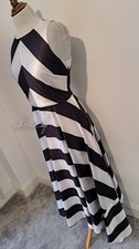 COAST - Sadie Stripe Black & White Chevron Full Length Satin Maxi Dress Size 14