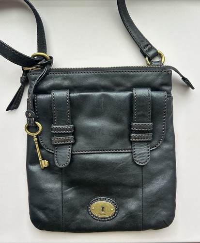 Fossil black leather crossbody - fossil,