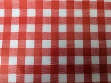 180cm Wide Wider Width Red Bistro Gingham PVC Wipe Clean Oilcloth Table Cloth