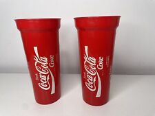2 x Coca Cola Have A Coke Plastic Vintage Retro Collectable Red Cup 7” Tall