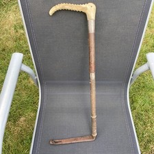 Antique 1920 Edward Swaine Adeney Hunt Whip Silver Collars Horn Handle