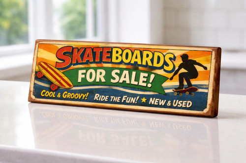 Skateboard sign vintage style - sign,