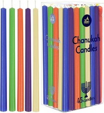 Kosher 45 Long Chanukah Wax Candles Mix Colours Hanukkah Jewish 8 days
