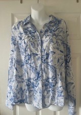 Redoute Creation Blue and White Cotton Shirt Size 18 Excellent
