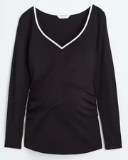 H&M Maternity Sweetheart-Neck Top, Black, Size S, Worn Once, Excellent Condition