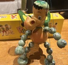 1960s VINTAGE PELHAM PUPPET BABY DRAGON WOODEN MARIONETTE  IN ORIGINAL BOX