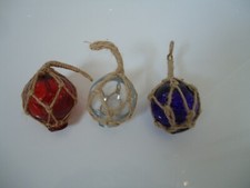 3 X Fishing Boat Net Floats Glass Baubles Christmas Nautical Decorations Tree sm