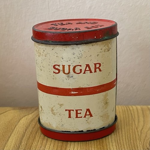 Vintage tea and sugar - and, tin