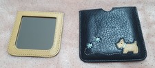 RADLEY Black Yellow Leather Compact Handbag Mirror Pouch Case Handbag