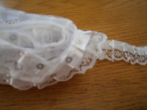White gathered lace - white, (pleated)