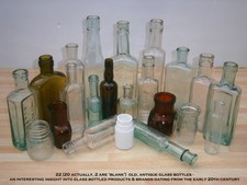 x22 Collection OLD Antique EMBOSSED Glass BOTTLES - Wedding FAVOUR Home DECOR