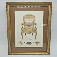 Venetian Baroque XVIII Century Silver & Gold Chair Matte Print Framed 36.5X44cm