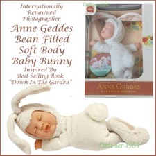 ANNE GEDDES Baby Bunny Bean Filled Soft Doll White NEW Collectable Age 18m+
