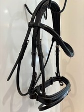 GFS Patent Rolled Leather / Patent Snaffle Bridle - Black Full