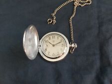 VINTAGE MOLNIJA USSR CCCP MECHANICAL FULL HUNTER POCKET WATCH WITH CHAIN WORKING