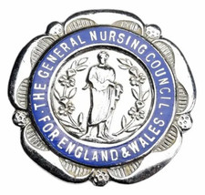 Vintage General Nursing Council England & Wales 1952 Nurses Enamel Badge Brooch