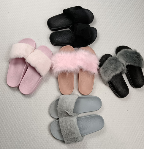 Fluffy fur slippers sliders - fluffy,