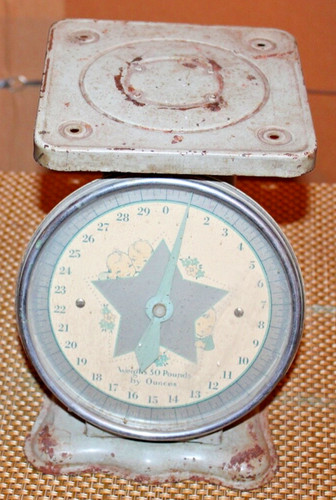 Vintage baby scale pounds - baby,