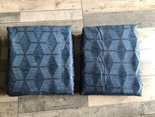 NEXT BLUE SPARKLE GEOMETRIC EYELET Fully LINED CURTAINS 117X229CM ( 46x90)