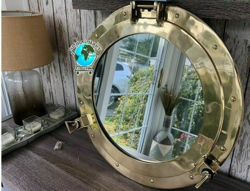 Brass porthole mirror - 20",