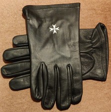 Masonic Black Leather Gloves -