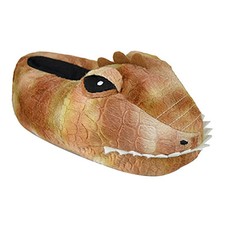 Kids / Boys Brown 3D Novelty Dinosaur Head Slippers 4 Sizes