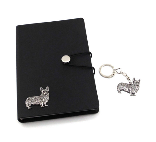 Welsh corgi black notebook - black,