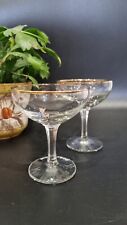 Pair 1950s Babycham Glass White Fawn with Hexagonal Stem Vintage Mcmullens