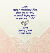 Personalised wedding handkerchief something blue ladies hankies gifts bride