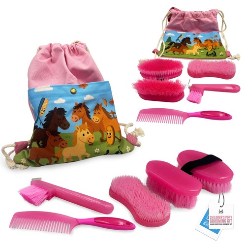 Children horse grooming - grooming, kit