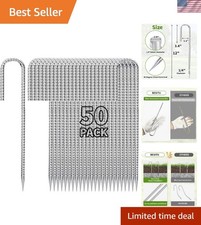 Galvanized 12" Fence Stakes - 50-Pack Heavy Duty J Hooks