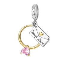 Engagement Ring Deep Love Letter Heart Charm Genuine  Sterling Silver 925 Bead