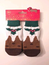 Christmas Dog Outfit Socks Anti-slip Christmas Pudding Xmas Novelty Funny