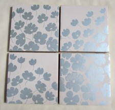 LAURA ASHLEY - Set of 4 Unique Ceramic Coasters - 'COCO' DUCK EGG BLUE Handmade
