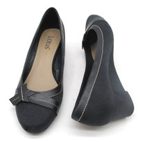 LOTUS  Size 4 Women's  Faux Suede Navy Blue Wedge Heel Court Shoes.