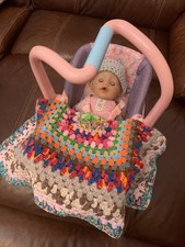 Baby Born 2013 Zapf Creation Doll Lot X6 Car Seat Crochet Hat Blanket Play Suit