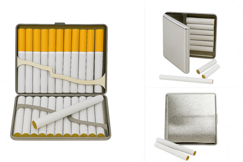 Silver metal cigarette - metal,