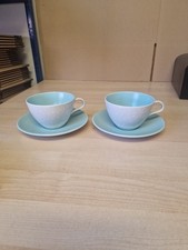 2 X Poole Pottery Tea Cups and Saucers Ice Green/Seagull