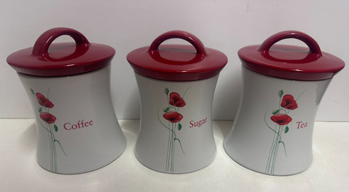 Dunelm red poppy ceramic tea - red,