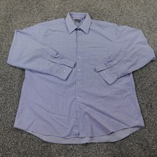 Van Heusen Shirt Mens 17.5 36/37 XL Blue White Long Sleeve Button Up Preppy Flex